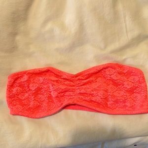 Victoria Secret strapless bright coral lace bralette